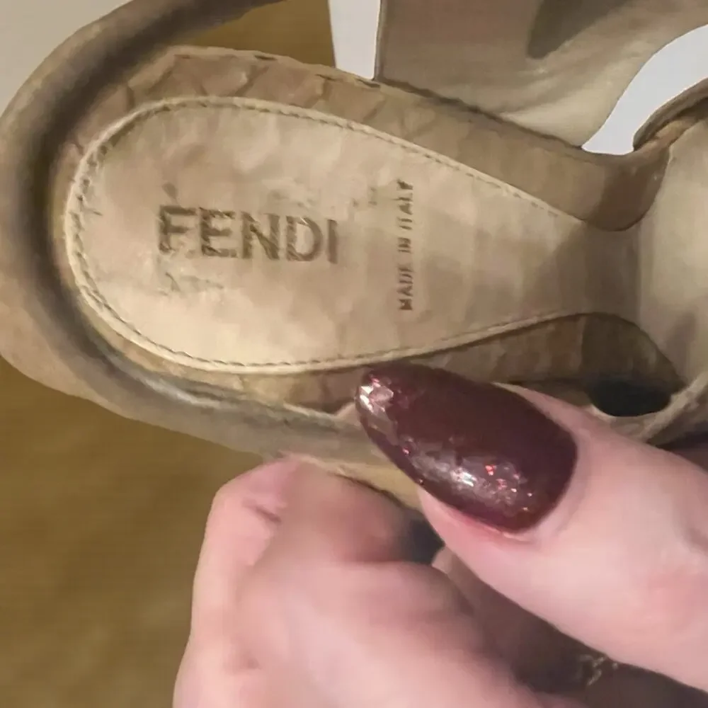 Fendi Zucca FF Logo Python Leather Platform Stilettos Size 9